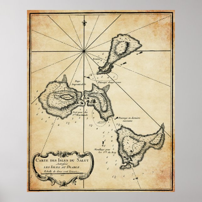 Karte der Insel des berüchtigten Teufels c. 1764 Poster (Vorne)