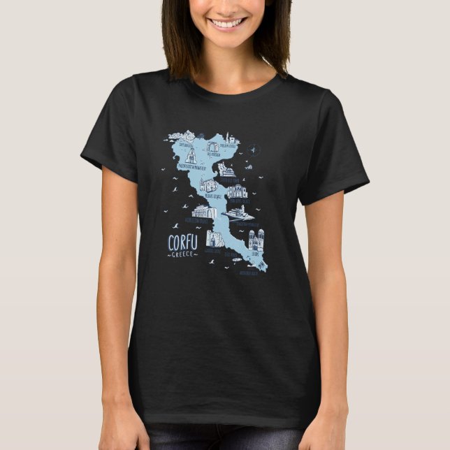 Karte der Insel Korfu Griechenland T-Shirt (Vorderseite)
