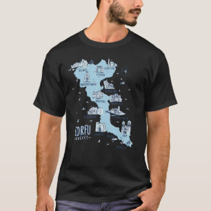 Karte der Insel Korfu Griechenland T-Shirt
