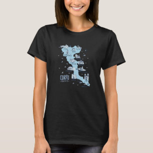 Karte der Insel Korfu Griechenland T-Shirt