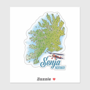 Karte der Insel Senja in Norwegen Aufkleber