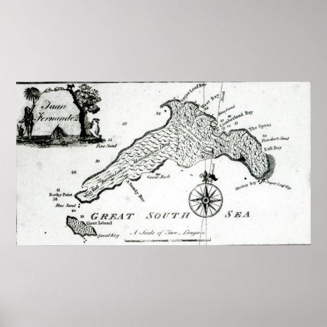 Karte der Insel Südpazifik, 1800 Poster (Vorne)