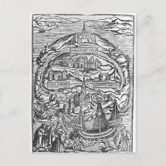 Karte der Insel Utopia, Buch frontispiece (Vorderseite)