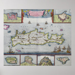 Karte der Insel von Candia Poster