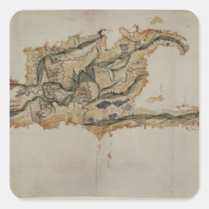 Karte der Insel von Santo Domingo Quadratischer Aufkleber