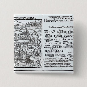 Karte der Insel von Utopie und von seinem Alphabet Button