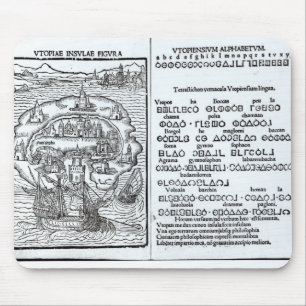 Karte der Insel von Utopie und von seinem Alphabet Mousepad