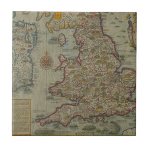 Karte der Invasionen von England u. von Irland Fliese