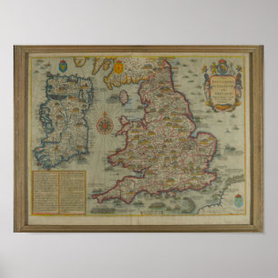 Karte der Invasionen von England u. von Irland Poster