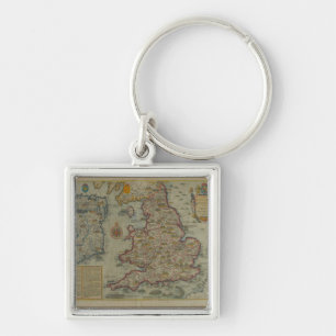 Karte der Invasionen von England u. von Irland Schlüsselanhänger