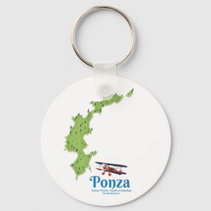 Karte der italienischen Insel Ponza. Schlüsselanhänger