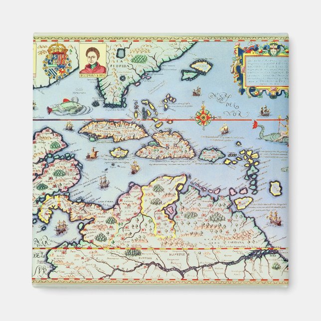 Karte der karibischen Inseln Magnet (Vorne)