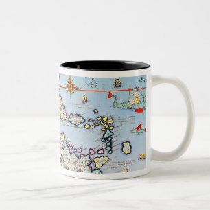 Karte der karibischen Inseln Zweifarbige Tasse