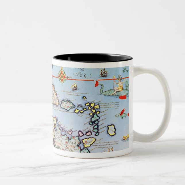 Karte der karibischen Inseln Zweifarbige Tasse (Rechts)