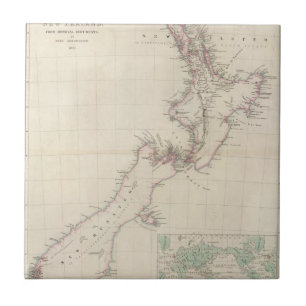 Karte der Kolonie von Neuseeland Fliese