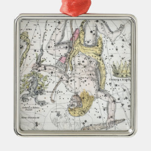 Karte der Konstellations-Platte VIII Silbernes Ornament
