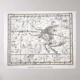 Karte der Konstellations-Platte XIV Poster