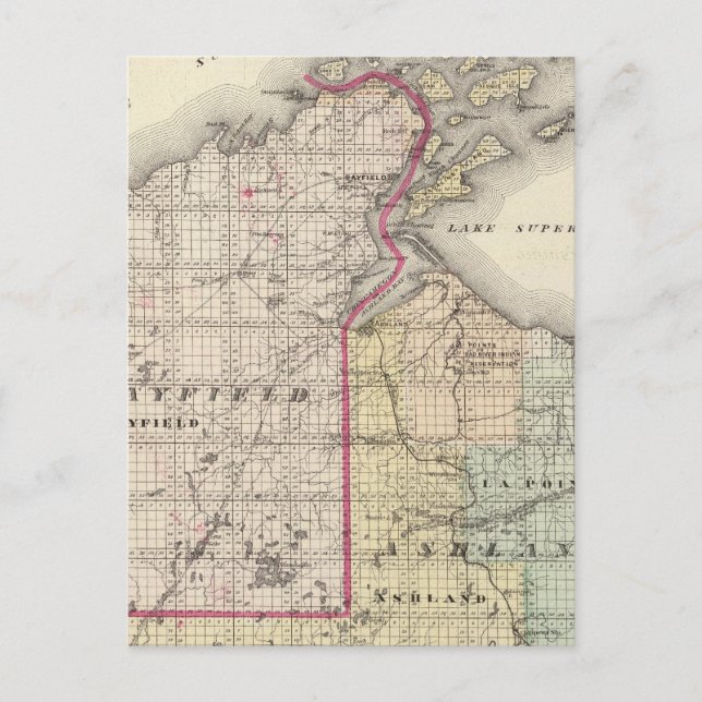 Karte der Landkreis Ashland und Bayfield (Vorderseite)