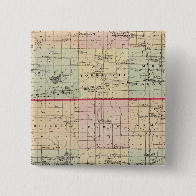 Karte der Landkreise Racine und Kenosha Button (Vorderseite)