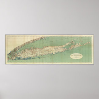 Karte der langen Insel Poster
