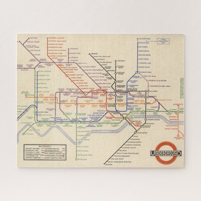 Karte der Londoner Untergrund Railways (Horizontal)