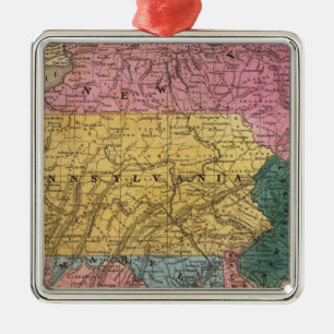 Karte der mittleren Staaten Ornament Aus Metall