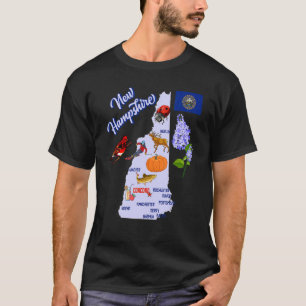 Karte der neuen Sehenswürdigkeiten des Staat Hamps T-Shirt