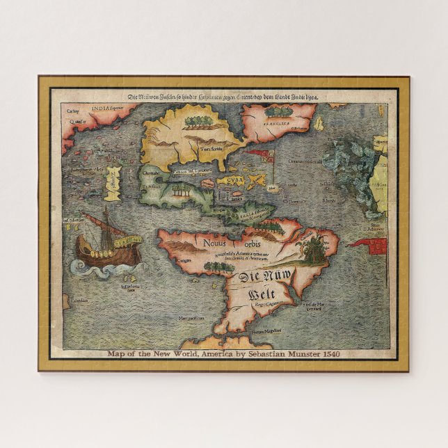 Karte der neuen Welt, Amerika von Sebastian Munste (Horizontal)