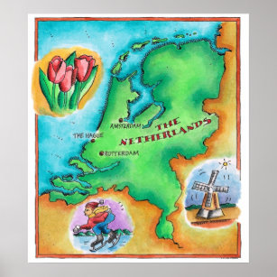 Karte der Niederlande Poster