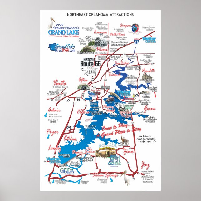 Karte der nordost-OK-Sehenswürdigkeiten Poster (Vorne)