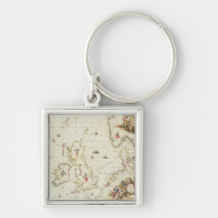 Karte der Nordsee, c.1675 Schlüsselanhänger