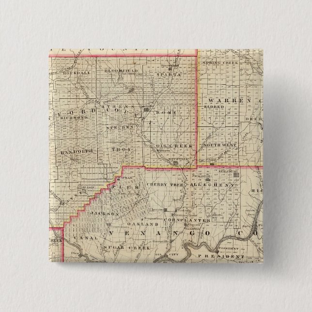 Karte der Ölregion Pennsylvania Button (Vorderseite)