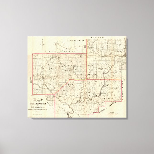 Karte der Ölregion Pennsylvania Leinwanddruck (Vorderseite)