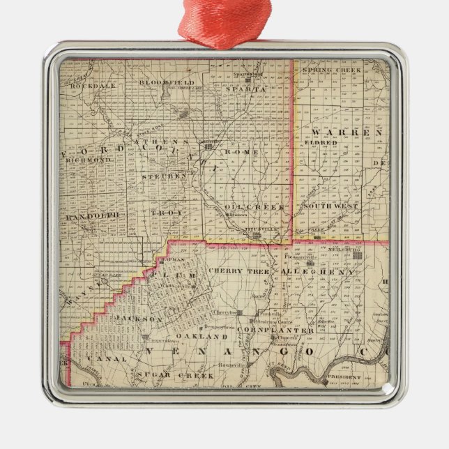 Karte der Ölregion Pennsylvania Ornament Aus Metall (Vorne)