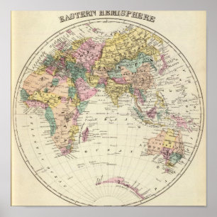 Karte der östlichen Hemisphäre Poster