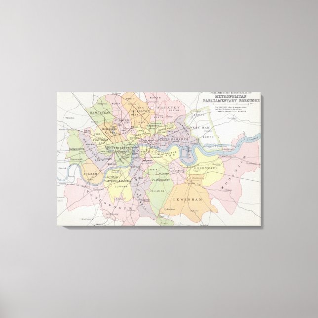 Karte der Parlamentsstädte der Metropoliten Leinwanddruck (Vorderseite)