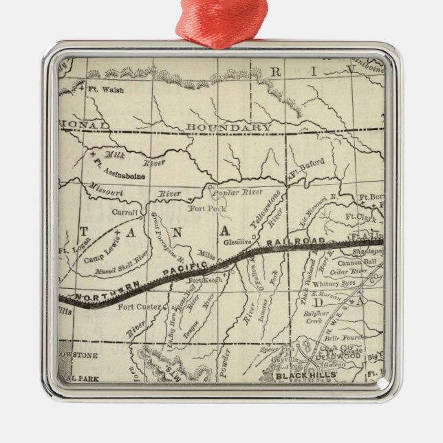 Karte der pazifischen Nordeisenbahn Silbernes Ornament (Vorne)