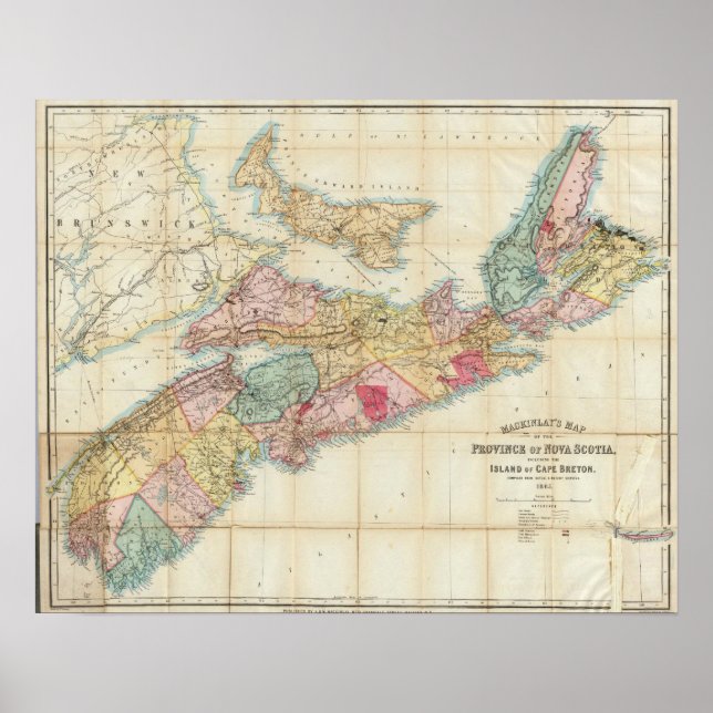 Karte der Provinz Nova Scotia 3 Poster (Vorne)