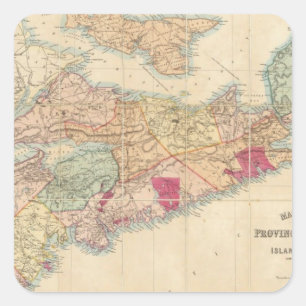 Karte der Provinz Nova Scotia 3 Quadratischer Aufkleber
