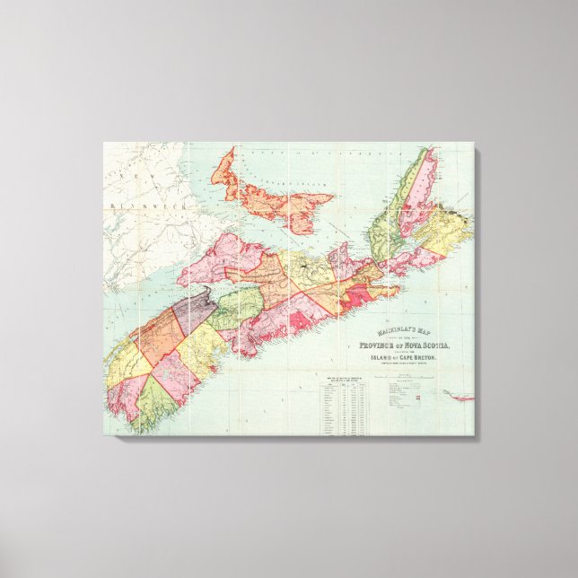 Karte der Provinz Nova Scotia Leinwanddruck (Vorderseite)