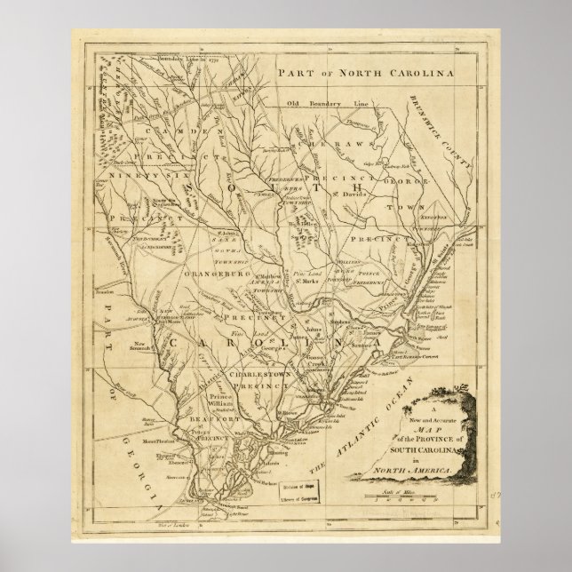 Karte der Provinz South Carolina (1779) Poster (Vorne)