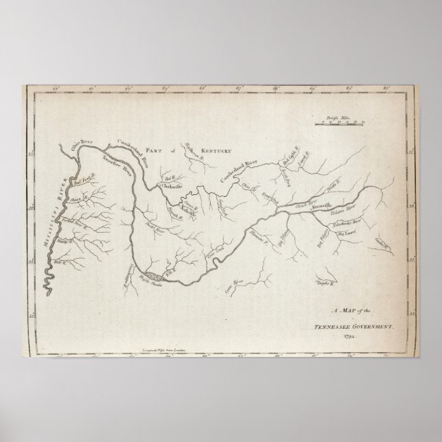 Karte der Regierung von Tennessee Poster (Vorne)