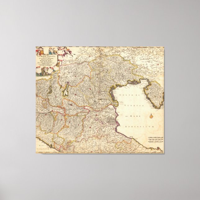 Karte der Region Venedig, Italien Leinwanddruck (Vorderseite)