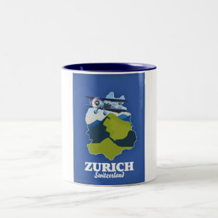 Karte der Region Zürich Schweiz Zweifarbige Tasse