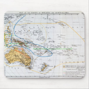 Karte der Rennen von Ozeanien und von Australasien Mousepad