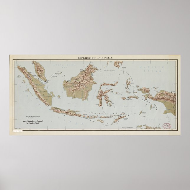 Karte der Republik Indonesien (1957) Poster (Vorne)