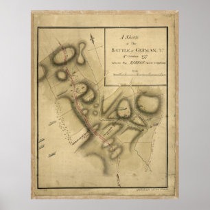 Karte der Schlacht von Germantown (4. Oktober 1777 Poster