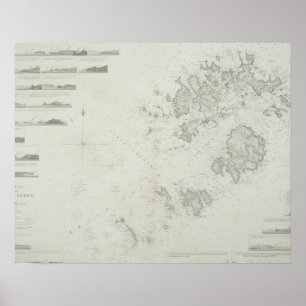 Karte der Scilly-Inseln in Großbritannien Poster