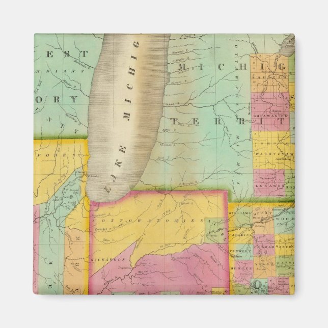 Karte der Staaten von Ohio Indiana & Illinois Magnet (Vorne)