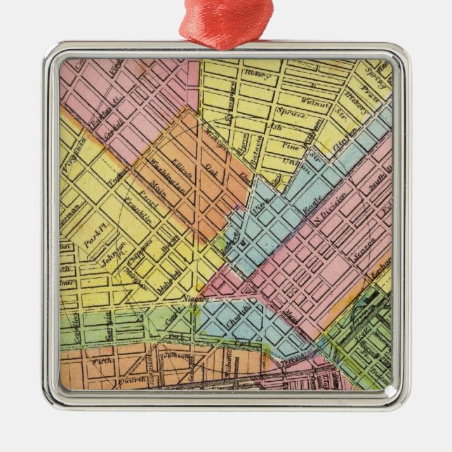 Karte der Stadt des Büffels Ornament Aus Metall (Vorne)